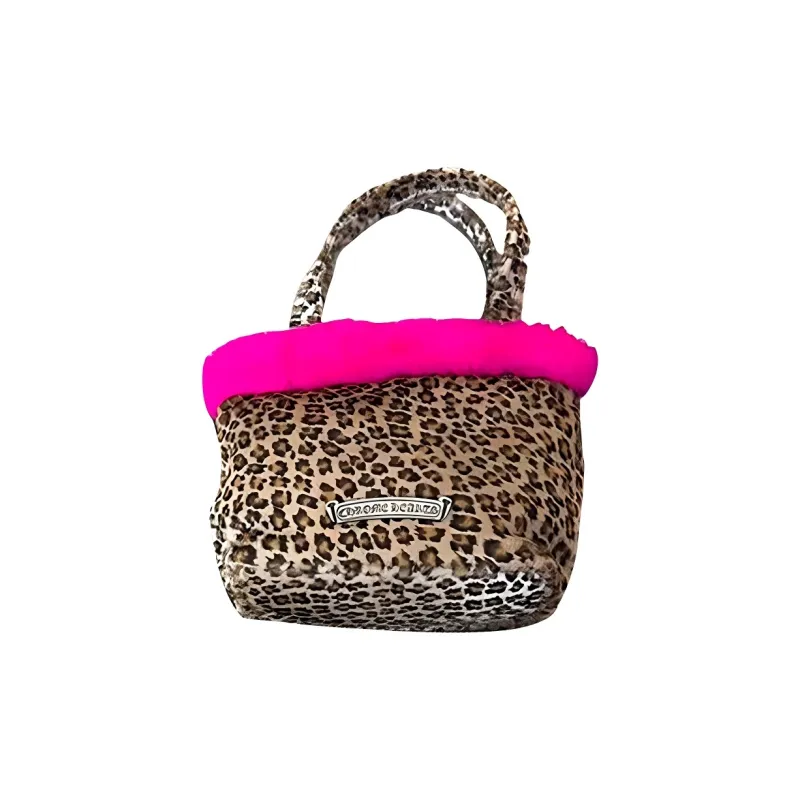 Chrome Hearts Leather Tote Bag Shopping Bag Handheld Bag Handbag Women's Brown/Fuchsia-1