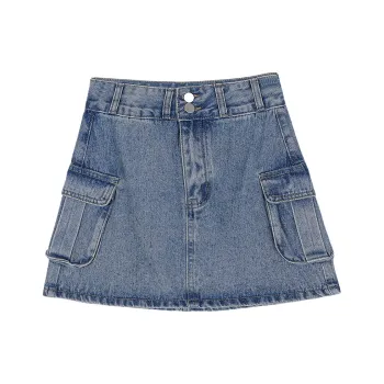 ERIRI Denim Short Skirts Women's Denim Blue
