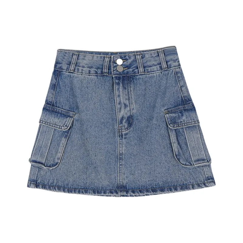 ERIRI Denim Short Skirts Women's Denim Blue-0