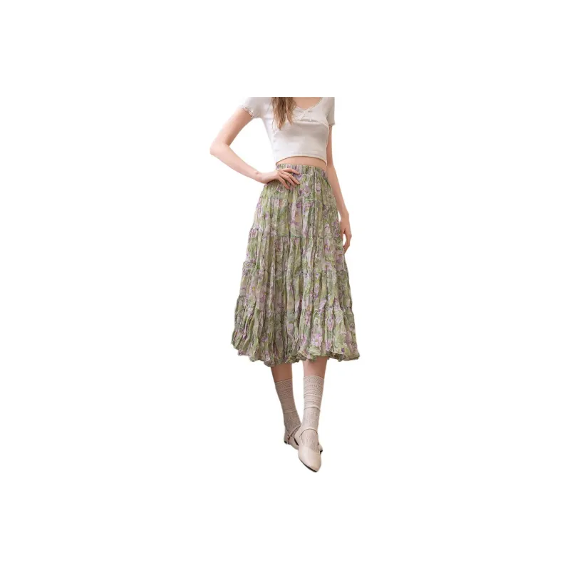BANANA BABY Casual Long Skirt Women's Green-0