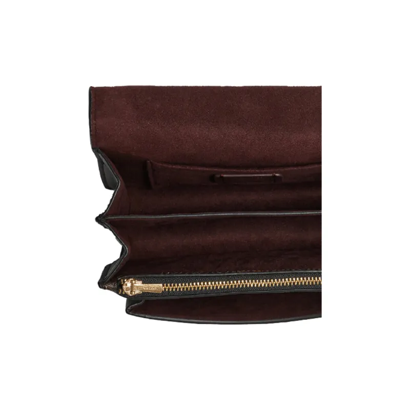 COACH Foldover Canvas Leather Small Square Bag Fanny Pack Shoulder Bag Crossbody Bag Small Size Women's Brown Black-3