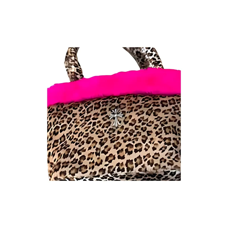 Chrome Hearts Leather Tote Bag Shopping Bag Handheld Bag Handbag Women's Brown/Fuchsia-2