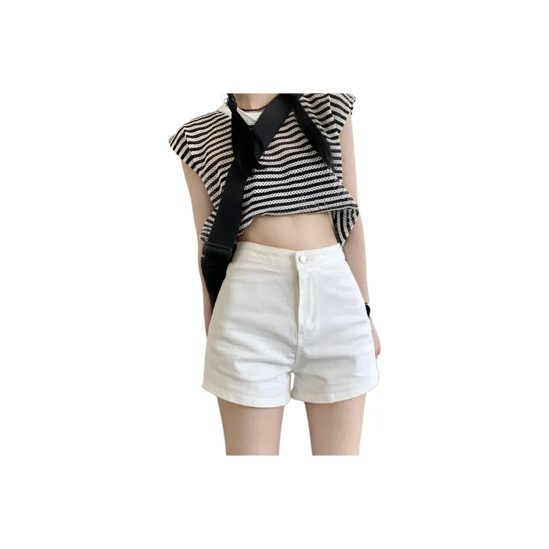 Wen Shan Denim Shorts Women's Black High Elasticity Version-21
