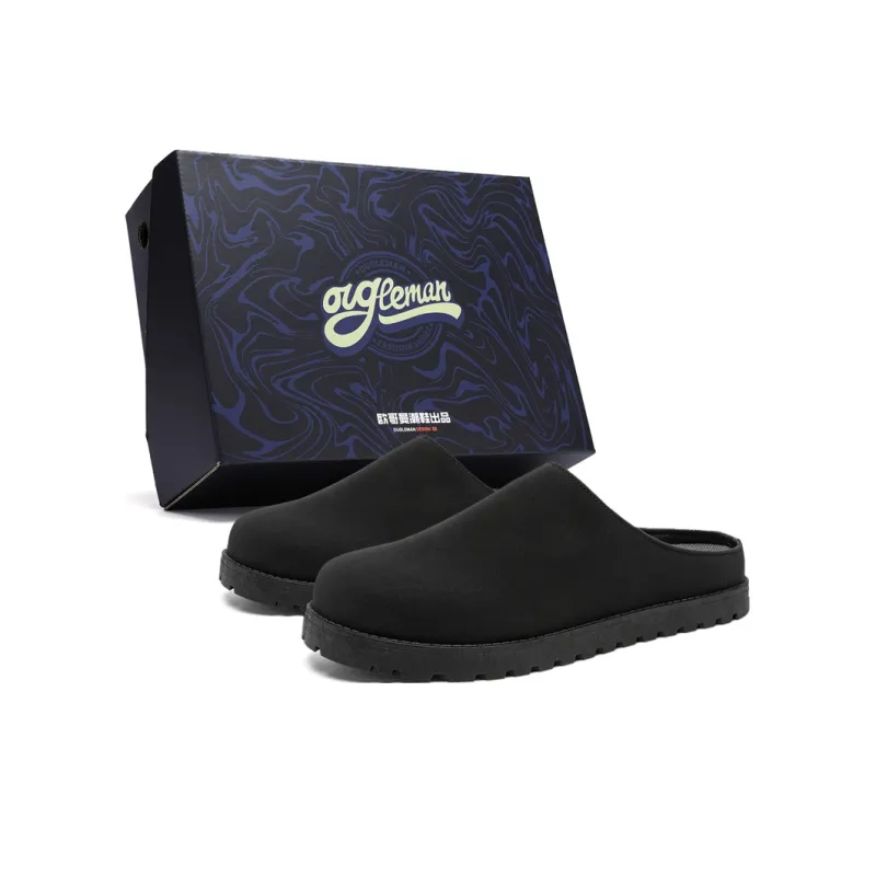 OUGLEMEN Rubber Sole Stitching Quiet, Odor Resistant, Slip Resistant Closed Toe Slippers Men's Box-0
