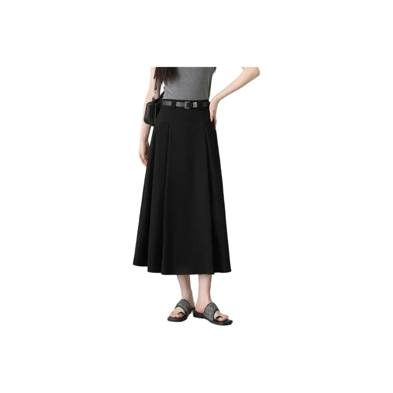 Like The Age Of Water Casual Long Skirt Women's Black-0