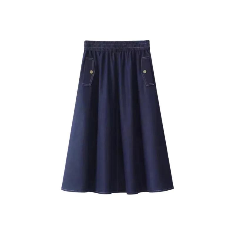 Taste The Color Casual Long Skirt Women's Blue-2