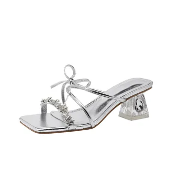 KATHRYN WILSON Rubber Sole Slide Slippers Women's Silver