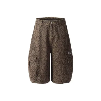 JASONWOOD Denim Shorts Unisex Leopard Print