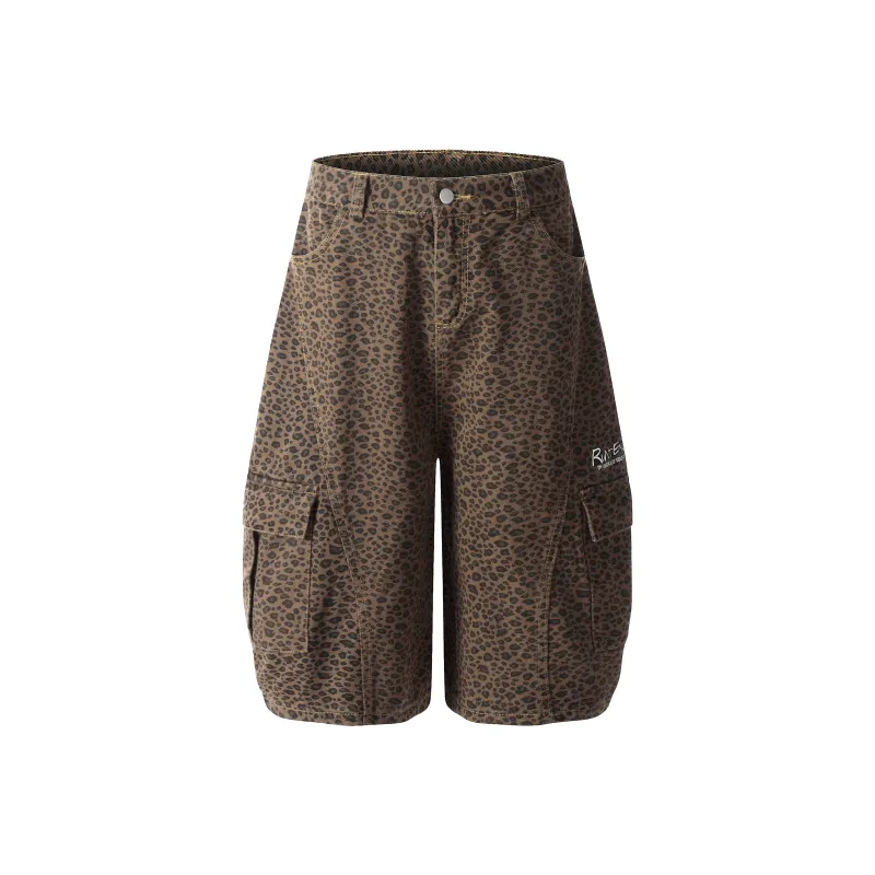 JASONWOOD Denim Shorts Unisex Leopard Print-0