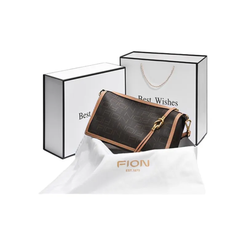 FION Artificial Leather Crossbody Bag Women's Dark Coffee-1