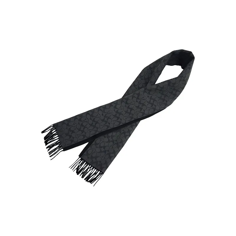 COACH Wool Knit Scarves Men's Black-3