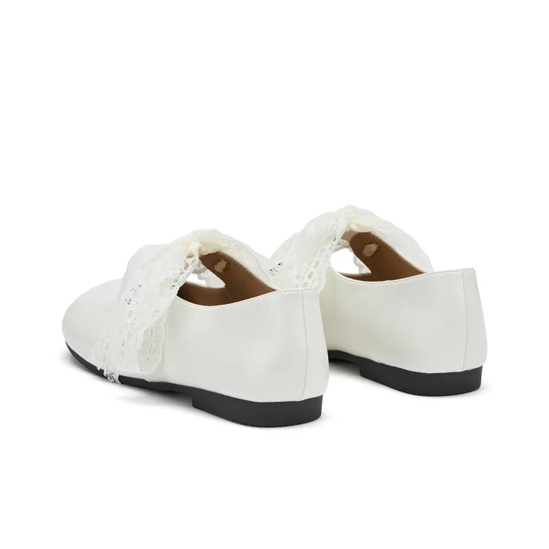 Hotwind Cream Lace Series Mary Jane Women's Casual Shoes Flat Women's-3