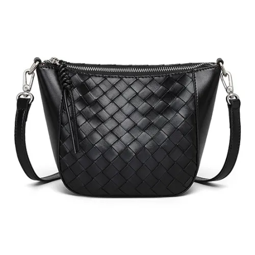 Bullrun Cow Leather Shoulder Bag, Crossbody Bag Women's Black