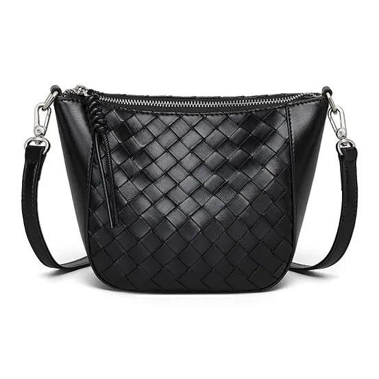 Bullrun Cow Leather Shoulder Bag, Crossbody Bag Women's Black-0