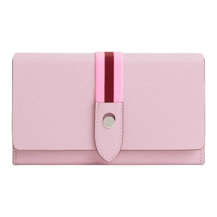HERMES Calfskin With Crocodile Leather Clutch Women's Pink-0