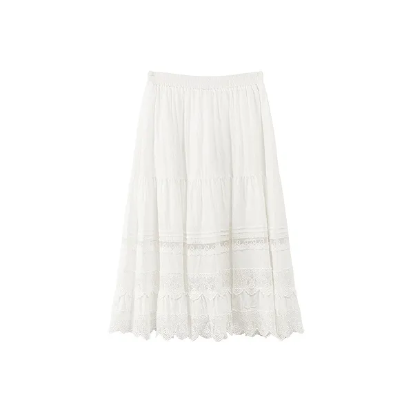 CHUU Casual Long Skirts Women's White-1