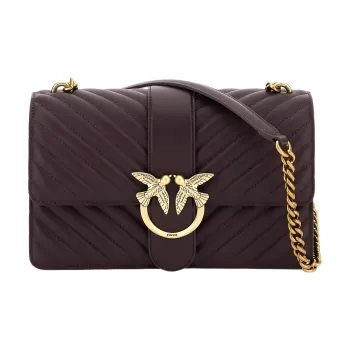 PINKO Love Icon Sheepskin With Calfskin Small Square Bag, Crossbody Bag, Shoulder Bag Regular Women's Purple