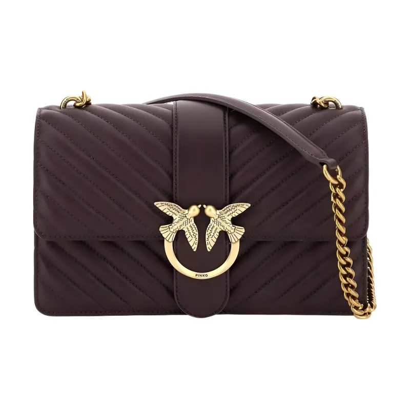 PINKO Love Icon Sheepskin With Calfskin Small Square Bag, Crossbody Bag, Shoulder Bag Regular Women's Purple-0