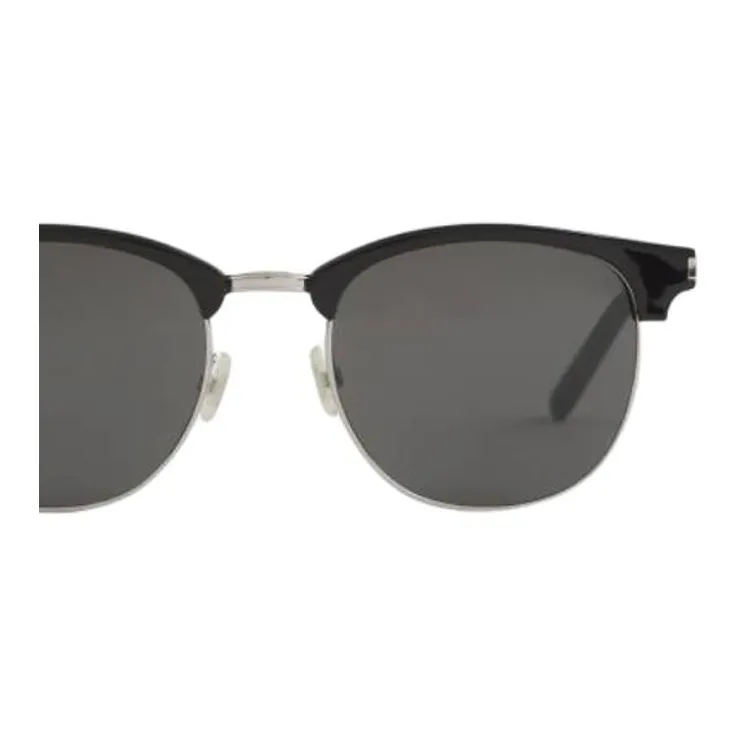SAINT LAURENT Acetate Metal Round Sunglasses Unisex Black-2