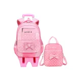 Pink (Backpack+Shopping Bag)+Raised Base 6-Wheel (Pink) Trolley