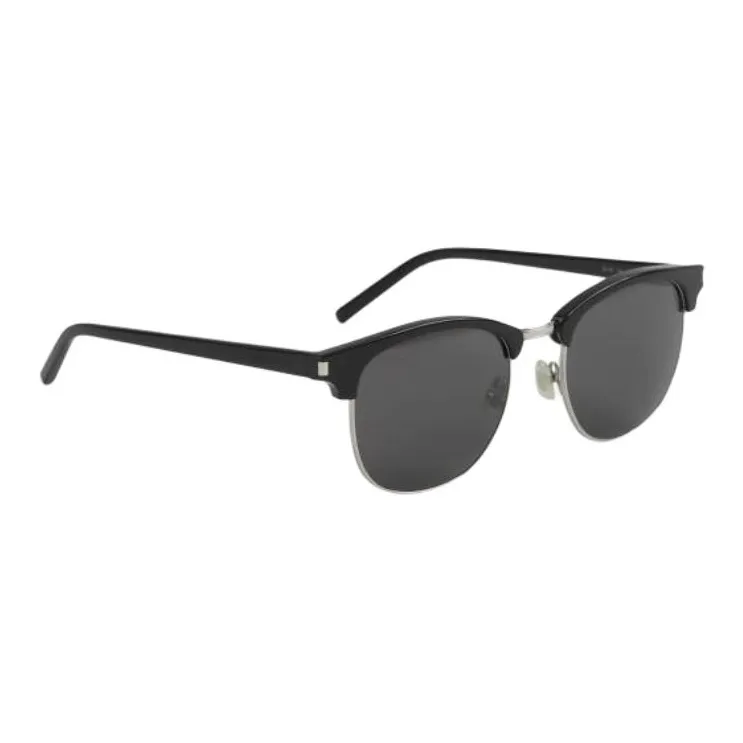 SAINT LAURENT Acetate Metal Round Sunglasses Unisex Black-1