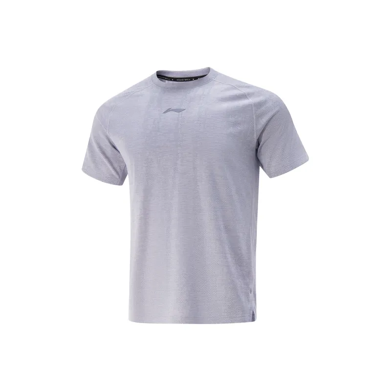 LiNing Basketball Collection T Shirt Men's Mixed Color Sea Salt Purple-0