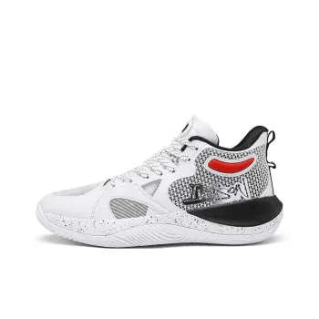IVERSON Slip Resistant, Abrasion Resistant, Breathable Low Top Basketball Shoes Unisex Transparent White Black Red