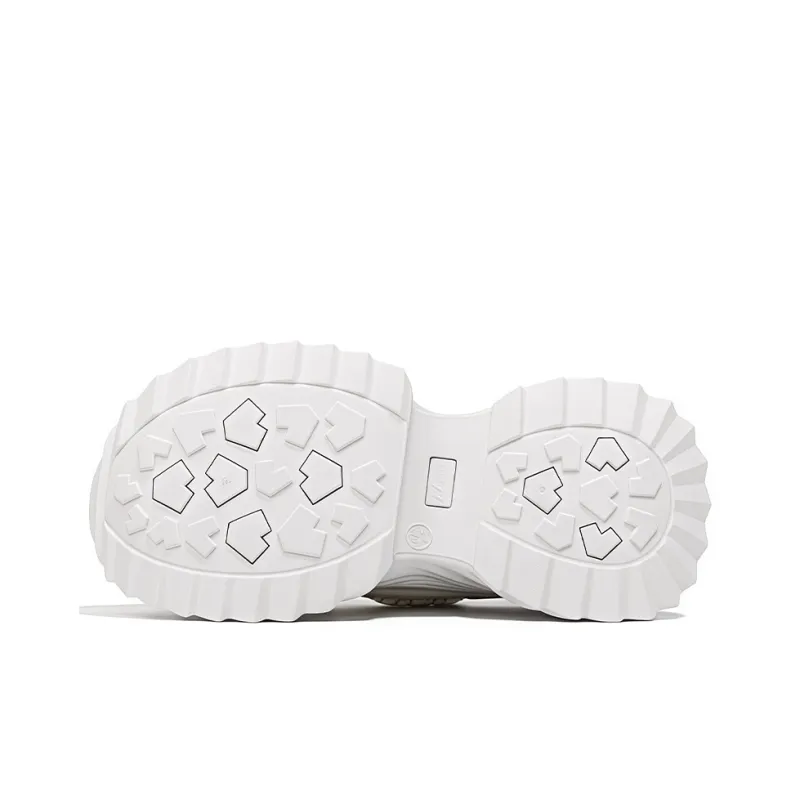 Warrior Abrasion Resistant Breathable Height Increasing Low Top Chunky Sneakers Women's Beige Light Purple-4