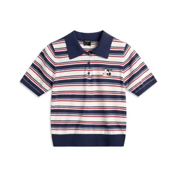 LiNing x Disney Polo Shirt Women's Ivory/Dark Ship Blue