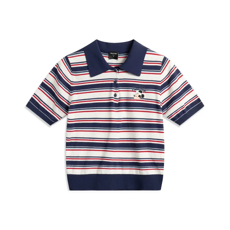 LiNing x Disney Polo Shirt Women's Ivory/Dark Ship Blue-0