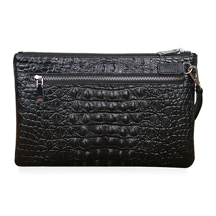 Yalu Top Grain Cow Leather Clutch Men's Black-2