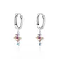 Colored Rhinestone Cross Hoop Earrings (1 Pair)
