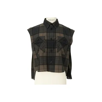 Sacai Shirts Women's Khaki/Marine Blue