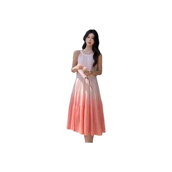 SNZX Sleeveless Dresses Women's Gradient Pink