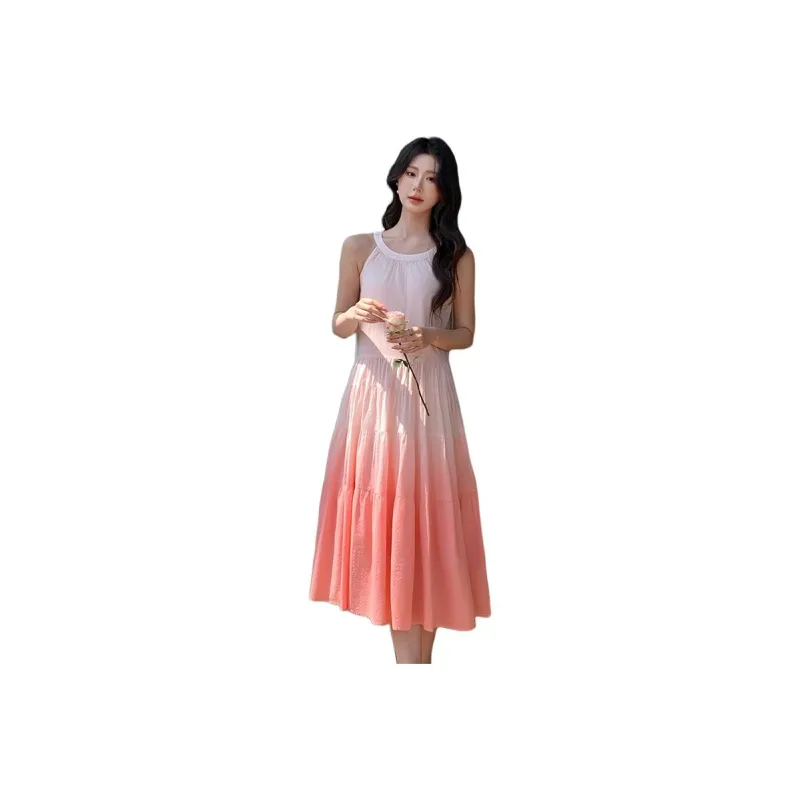 SNZX Sleeveless Dresses Women's Gradient Pink-0