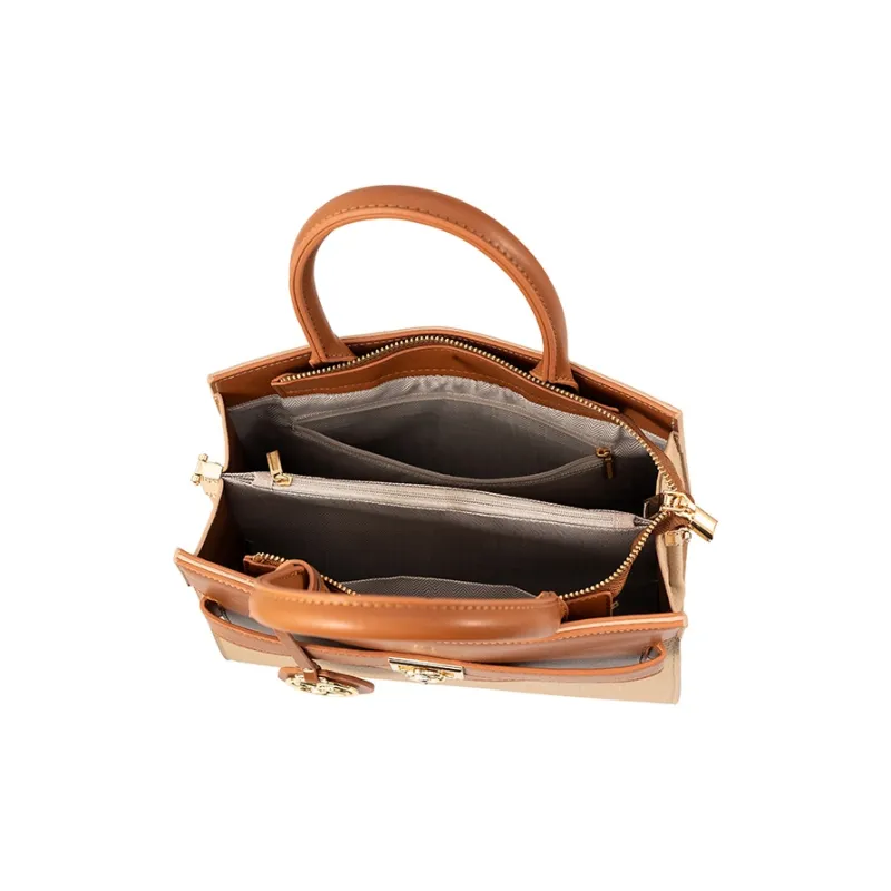 Vigno Synthetic Leather Shoulder Bag, Crossbody Bag, Handbag Regular Women's Brown & Apricot-5