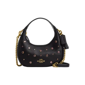 COACH CARMEN Delicate Pebble Leather Shoulder Bag, Crossbody Bag, Handbag Mini Women's Black