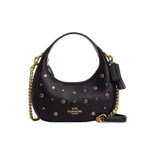 COACH CARMEN Delicate Pebble Leather Shoulder Bag, Crossbody Bag, Handbag Mini Women's Black