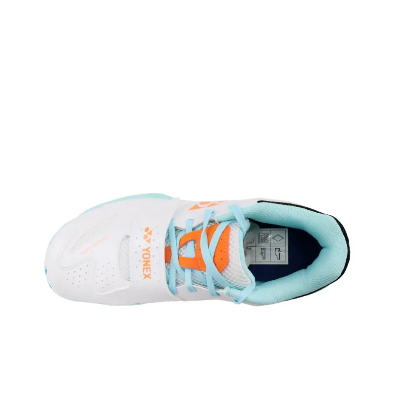 YONEX Cushioning, Slip Resistant, And Abrasion Resistant Low Top Badminton Shoes Unisex White Orange-4