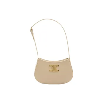 CELINE TILLY Calfskin Shoulder Bag Medium Size Women's Nude
