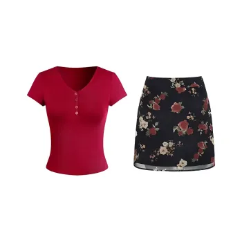 DOSOHEB Two Piece Skirt Sets Women's