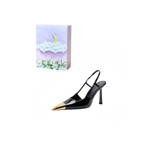 ROBINHOOD Purple Moon Galaxy Box Slim Heel High Heels Women's Black