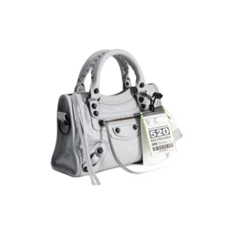 Balenciaga Le City Sheepskin Shoulder Bag, Crossbody Bag, Handbag Mini Women's Light Gray-2