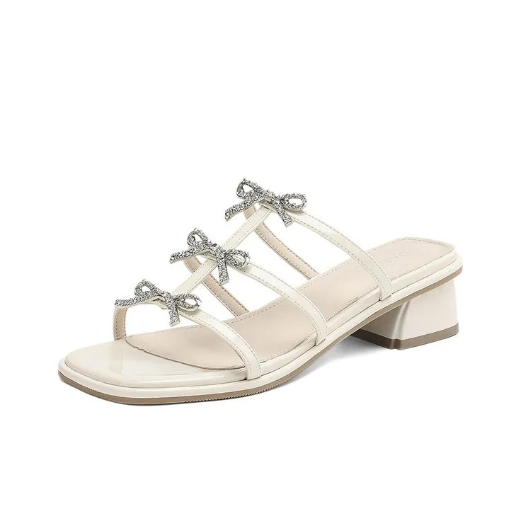 DAPHNE Slide Slippers Women's Beige, Silver-0