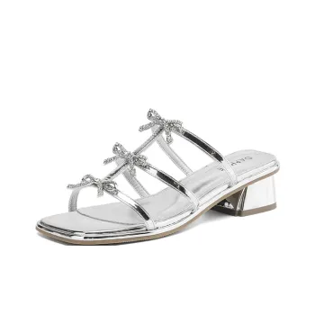 DAPHNE Slide Slippers Women's Beige, Silver