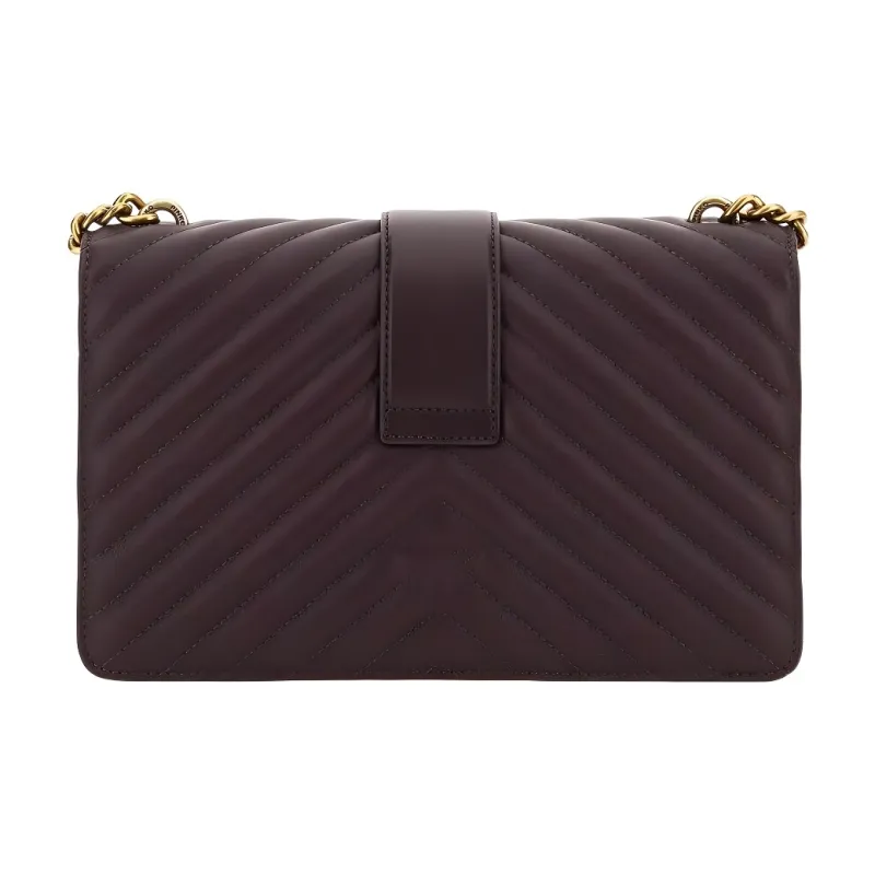 PINKO Love Icon Sheepskin With Calfskin Small Square Bag, Crossbody Bag, Shoulder Bag Regular Women's Purple-1