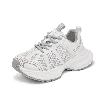 La Chapelle Slip Resistant, Abrasion Resistant, Breathable, Lightweight Low Top Chunky Sneakers Women's White