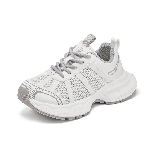 La Chapelle Slip Resistant, Abrasion Resistant, Breathable, Lightweight Low Top Chunky Sneakers Women's White