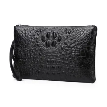 Yalu Top Grain Cow Leather Clutch Men's Black