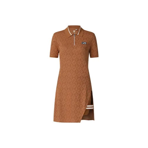 FILA Athletics Tennis Short Sleeved Dress Women's Pineapple Brown